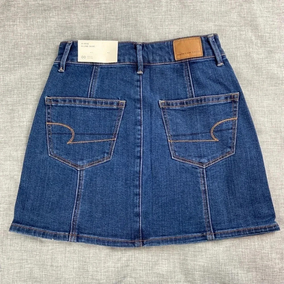 American Eagle Denim Button A-Line Skirt NWT - Picture 2 of 9